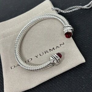 David Yurman Cable Bracelet with Ruby Silver Gold Classic